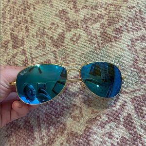 Ray-Ban Gold and Blue Flash Cockpit Aviators